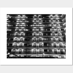 Black and White Monster Apartment, Hong Kong, China, Photography Posters and Art